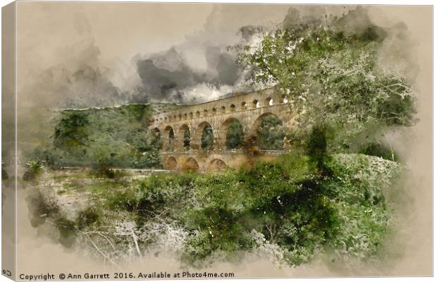 Pont du Gard France Canvas Print by Ann Garrett