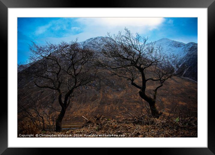 Trees over Glen etive Framed Mounted Print by Christopher Woloszyk