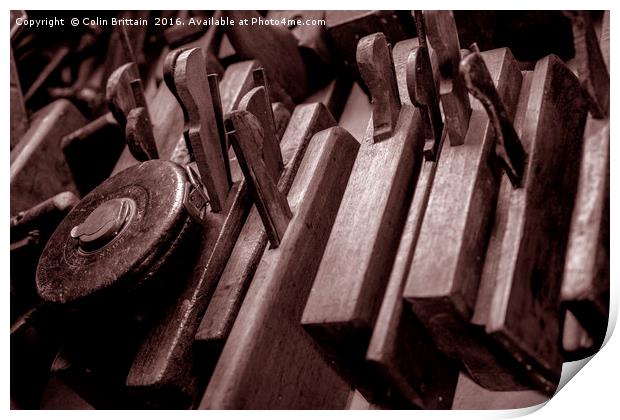 Old woodworking Moulding plane tools Print by Colin Brittain