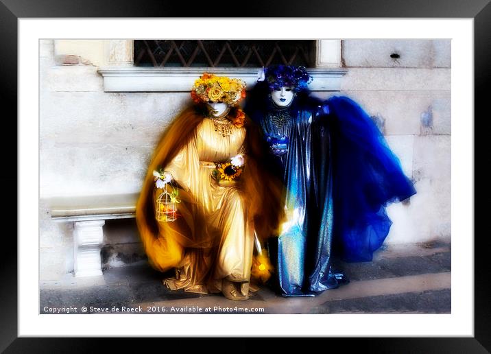 Carnaval; Blue And Gold. Framed Mounted Print by Steve de Roeck