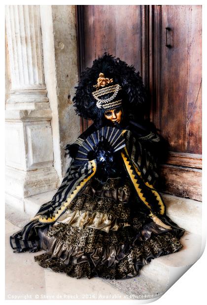 Carnival Disguise; Black And Gold. Print by Steve de Roeck