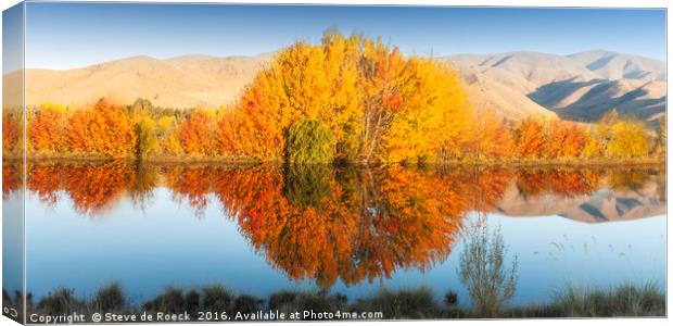 Autumn Colours; Lake Benmore Canvas Print by Steve de Roeck