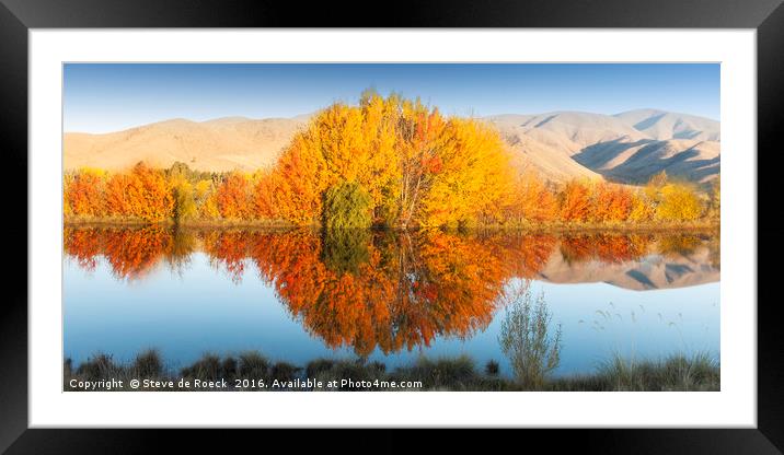 Autumn Colours; Lake Benmore Framed Mounted Print by Steve de Roeck