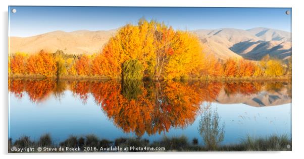 Autumn Colours; Lake Benmore Acrylic by Steve de Roeck