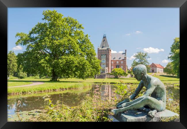 Trollenas Castle with Statue Framed Print by Antony McAulay