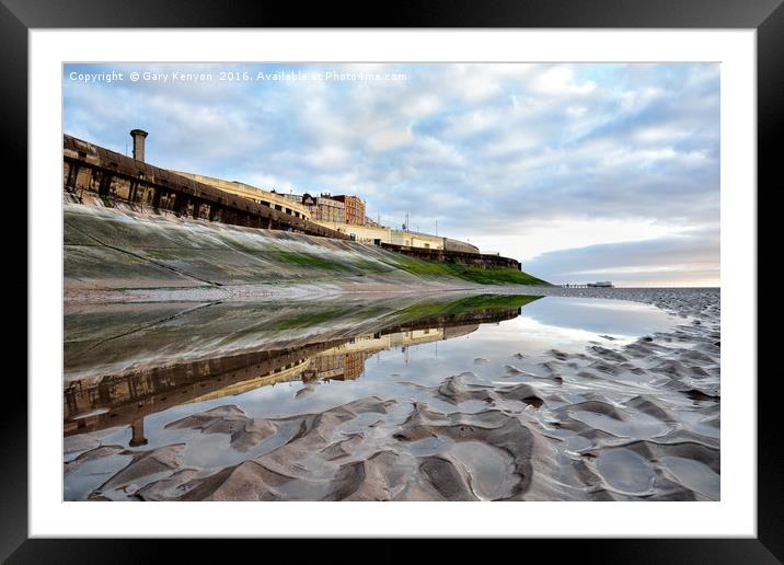 Blackpool Beach Reflections Framed Mounted Print by Gary Kenyon