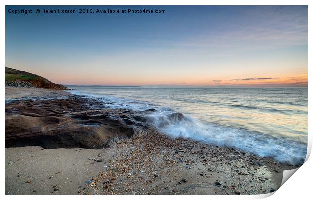 Hallsands Beach in Devon Print by Helen Hotson