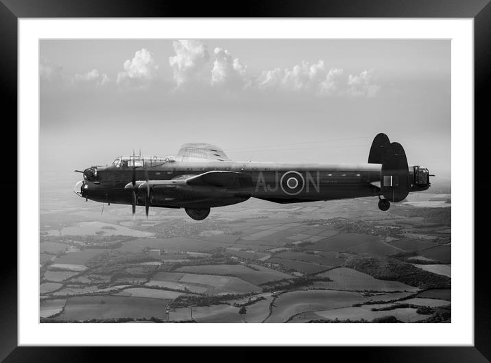 Lancaster AJ-N carrying Upkeep B&W version Framed Mounted Print by Gary Eason