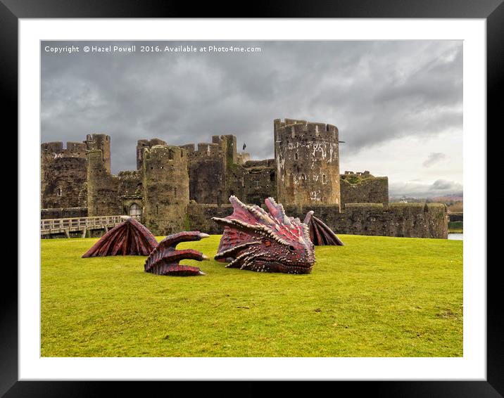 Dragon at Caerphilly Castle Framed Mounted Print by Hazel Powell