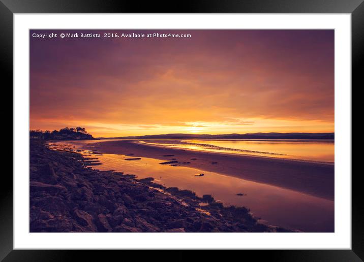 Golden Sunset at Sandside, Cumbria Framed Mounted Print by Mark Battista