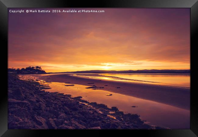 Golden Sunset at Sandside, Cumbria Framed Print by Mark Battista