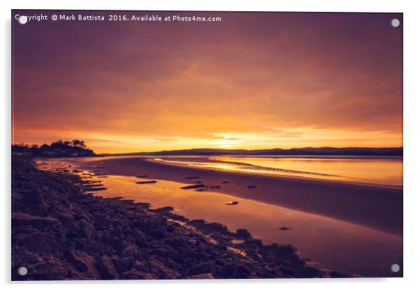 Golden Sunset at Sandside, Cumbria Acrylic by Mark Battista