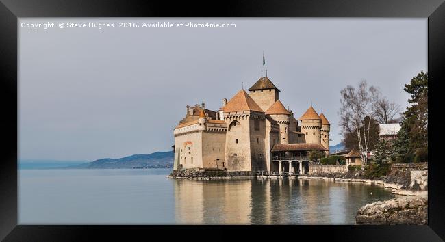 Chateau de Chillion on the shores of Lake Geneva Framed Print by Steve Hughes
