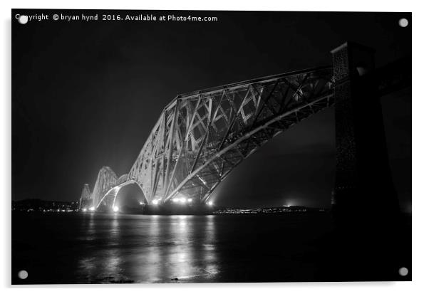 Railbridge Black & White Acrylic by bryan hynd