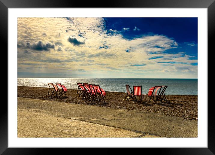 Abandoned Deck Chairs Framed Mounted Print by Nick Rowland