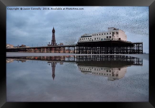 Starlings At The Pier Framed Print by Jason Connolly