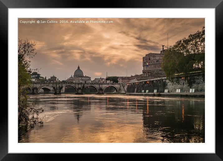 River Sunset, Rome Framed Mounted Print by Ian Collins