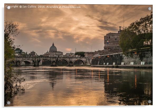 River Sunset, Rome Acrylic by Ian Collins