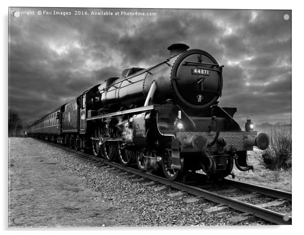44871 Stainer class black 5 steam train Acrylic by Derrick Fox Lomax