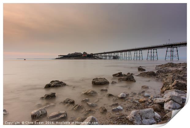 Birnbeck Pier (Pastel) Print by Chris Sweet