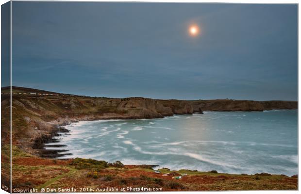 The Moon over Fall Bay, Gower Canvas Print by Dan Santillo