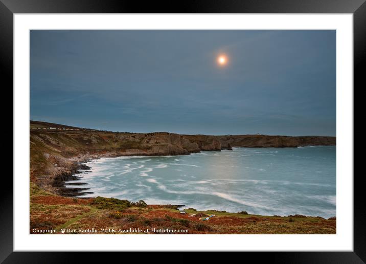 The Moon over Fall Bay, Gower Framed Mounted Print by Dan Santillo