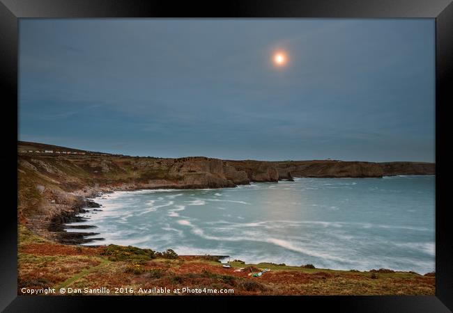 The Moon over Fall Bay, Gower Framed Print by Dan Santillo