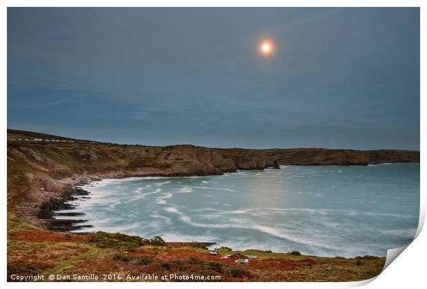 The Moon over Fall Bay, Gower Print by Dan Santillo