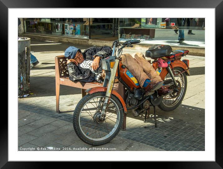 Moped Siesta  Framed Mounted Print by Rob Hawkins