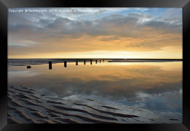 Sunset on Blackpool Beach Framed Print by Gary Kenyon