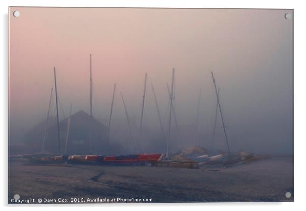 Boatyard in the Fog Acrylic by Dawn Cox