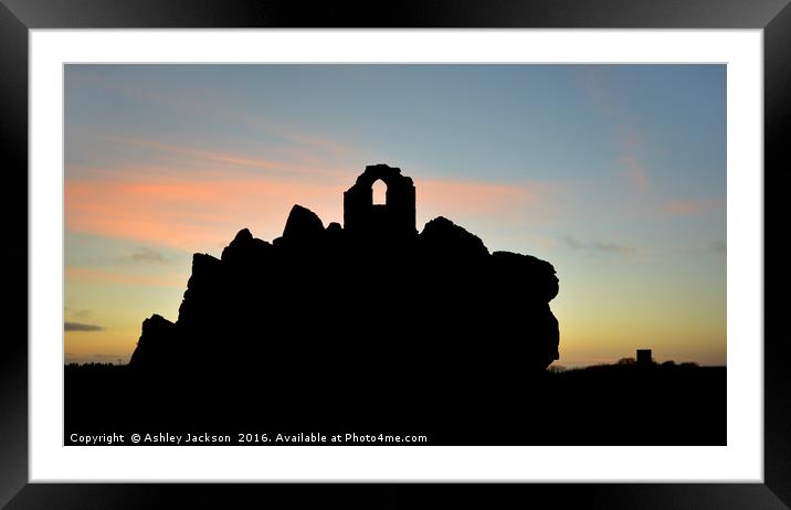 Roche Rock Silhouette  Framed Mounted Print by Ashley Jackson
