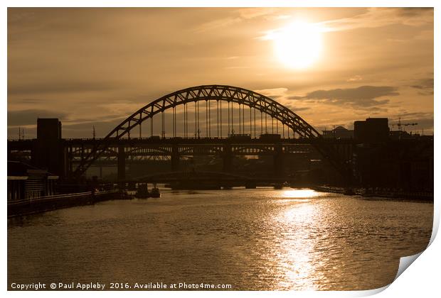 Tyne Bridge, Setting Sun Print by Paul Appleby
