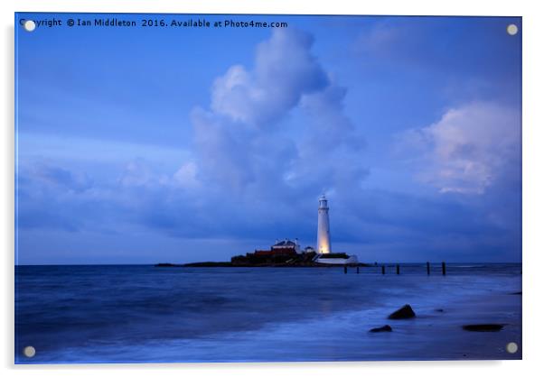 Saint Mary's Lighthouse at Whitley Bay Acrylic by Ian Middleton