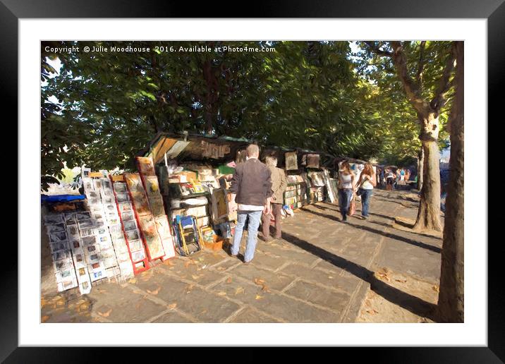 Les Bouquinistes Framed Mounted Print by Julie Woodhouse