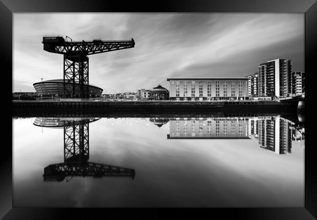 Clyde Waterfront Mono Framed Print by Grant Glendinning