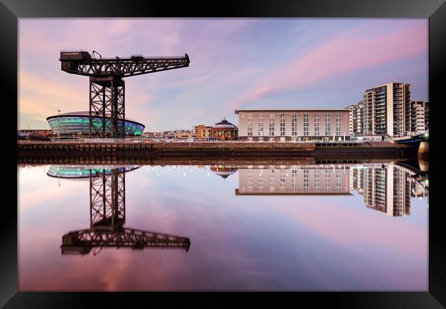 Clyde waterfront reflection at Sunset Framed Print by Grant Glendinning