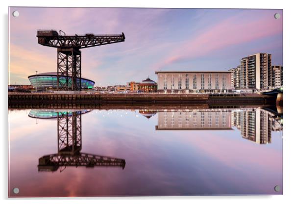Clyde waterfront reflection at Sunset Acrylic by Grant Glendinning