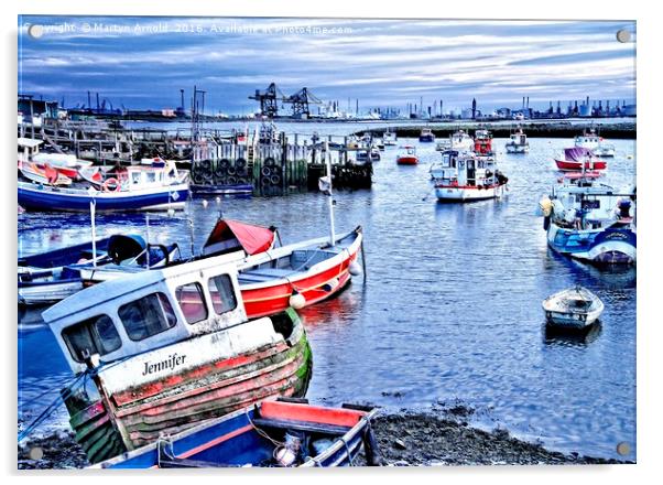 Fishing Boats at Paddy's Hole, South Gare Acrylic by Martyn Arnold
