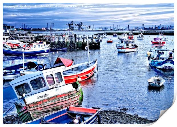 Fishing Boats at Paddy's Hole, South Gare Print by Martyn Arnold