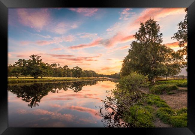 Sun Setting on the Spey at Newtonmore Framed Print by Nick Rowland