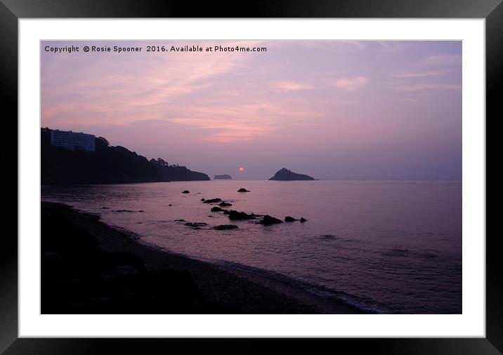 Misty Sunrise at Meadfoot Beach Torquay Framed Mounted Print by Rosie Spooner