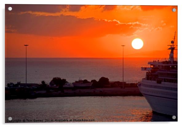 Sunrise over Heraklion Harbour Acrylic by Tom Gomez