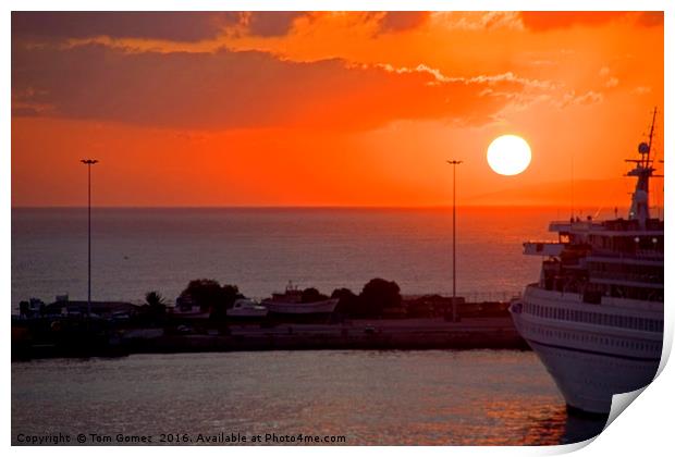 Sunrise over Heraklion Harbour Print by Tom Gomez