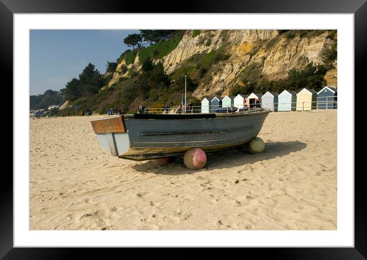 Fishing boat on Bournemouth beach Framed Mounted Print by Shaun Jacobs