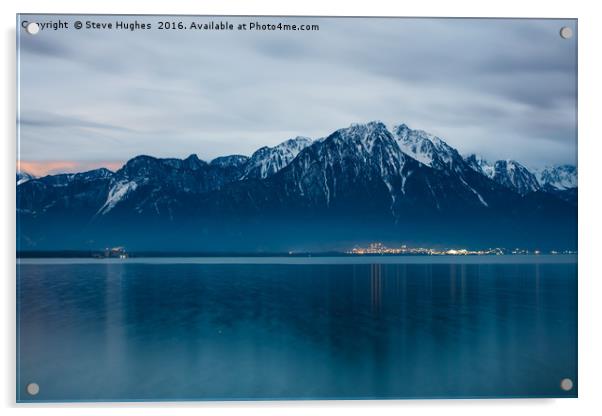 Views across Lake Geneva Acrylic by Steve Hughes