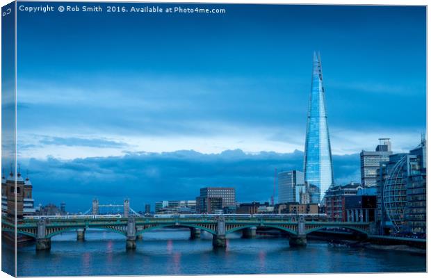 The Shard overlooking the River Thames in London,  Canvas Print by Rob Smith