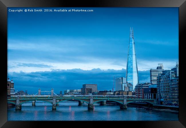 The Shard overlooking the River Thames in London,  Framed Print by Rob Smith