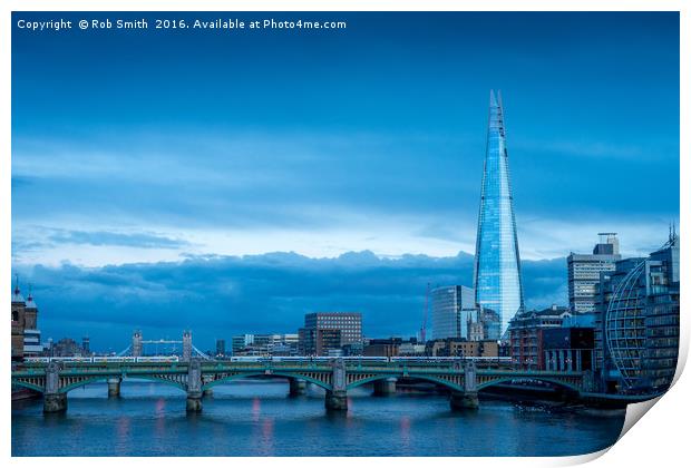 The Shard overlooking the River Thames in London,  Print by Rob Smith