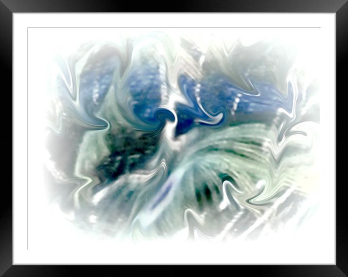 Blues and Green Abstract.. Framed Mounted Print by Lynn Carter